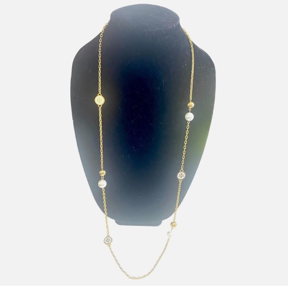 NEW Stunning Tory Burch Convertible Rosary Necklace 38" White Enamel $275 - Picture 2 of 5